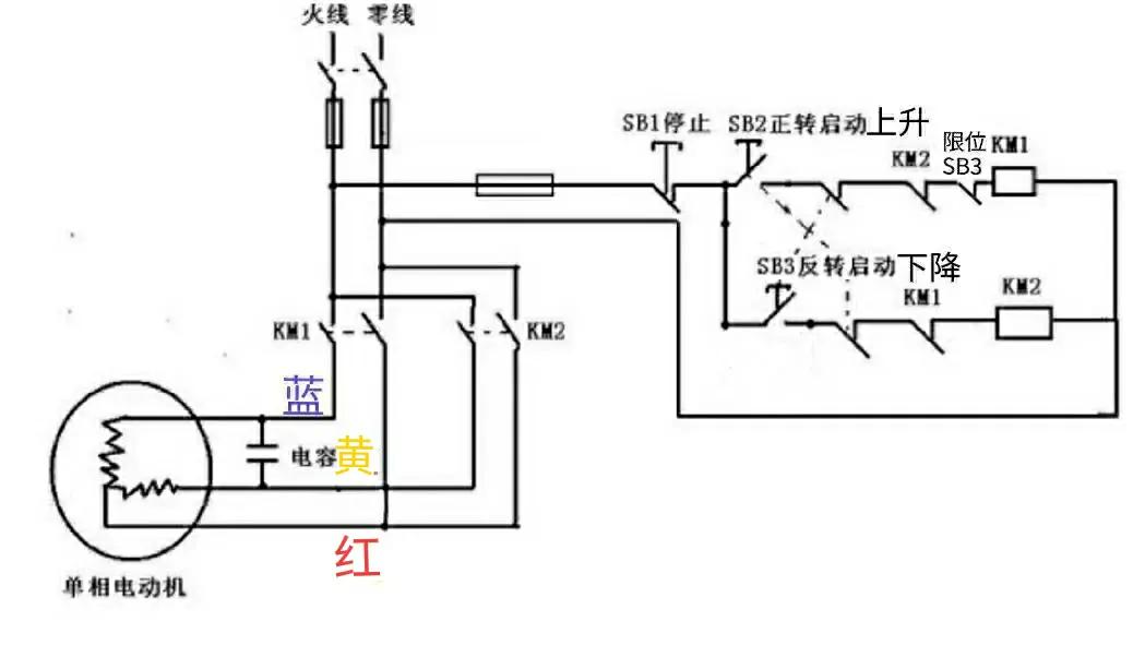 单相电机小吊机接线图_电动吊葫芦控制接法-6